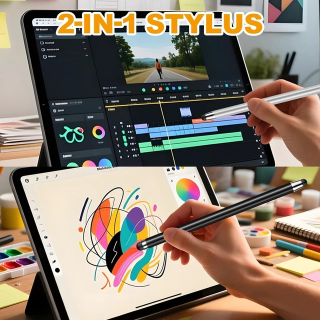 Alt view image 2 of 7 - Stylus (3 Pcs) 2-in-1 Stylus Pen for Touch Screen High Precision and Sensitivity Suitable for iPad/iPhone//Android Smartphone and Tablets Compatible with All Touch Screen