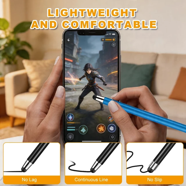 Alt view image 5 of 7 - Stylus (3 Pcs) 2-in-1 Stylus Pen for Touch Screen High Precision and Sensitivity Suitable for iPad/iPhone//Android Smartphone and Tablets Compatible with All Touch Screen