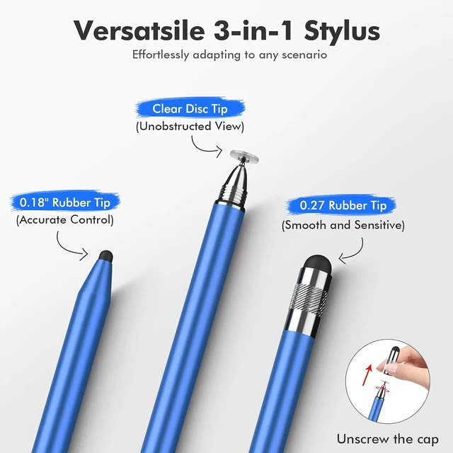 Alt view image 2 of 6 - Stylus Pen for Touchscreen 3-in-1 Universal iPad Stylus