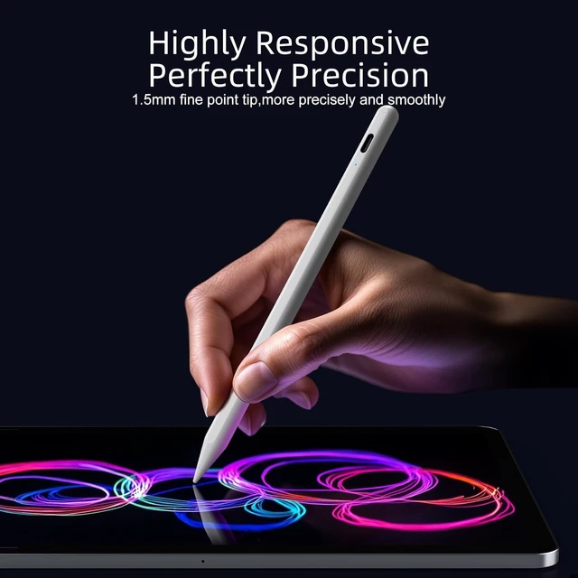 Alt view image 2 of 7 - Stylus Pen for iPad 6-11th Gen 2X Fast Charge Palm Rejection-White