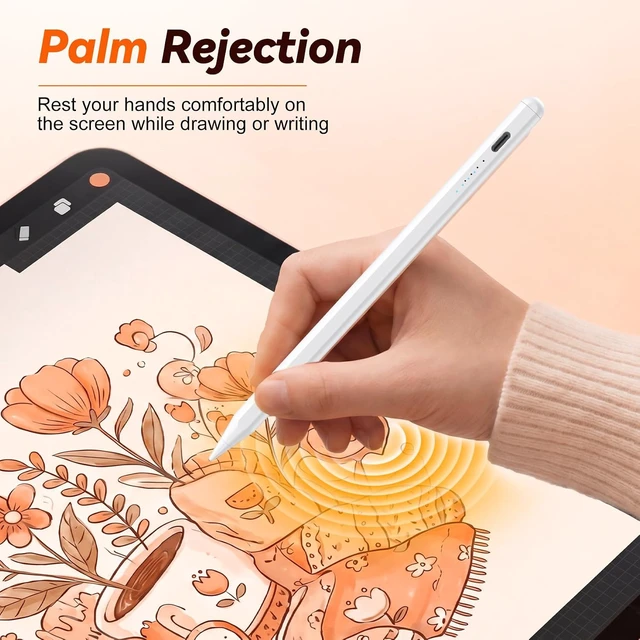 Alt view image 3 of 7 - Stylus Pen for iPad 2018-2026 Gen Fast Charge Palm Rejection-White