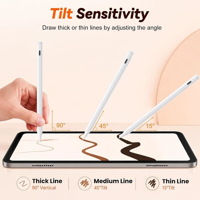 Alt view image 4 of 7 - Stylus Pen for iPad 2018-2026 Gen Fast Charge Palm Rejection-White