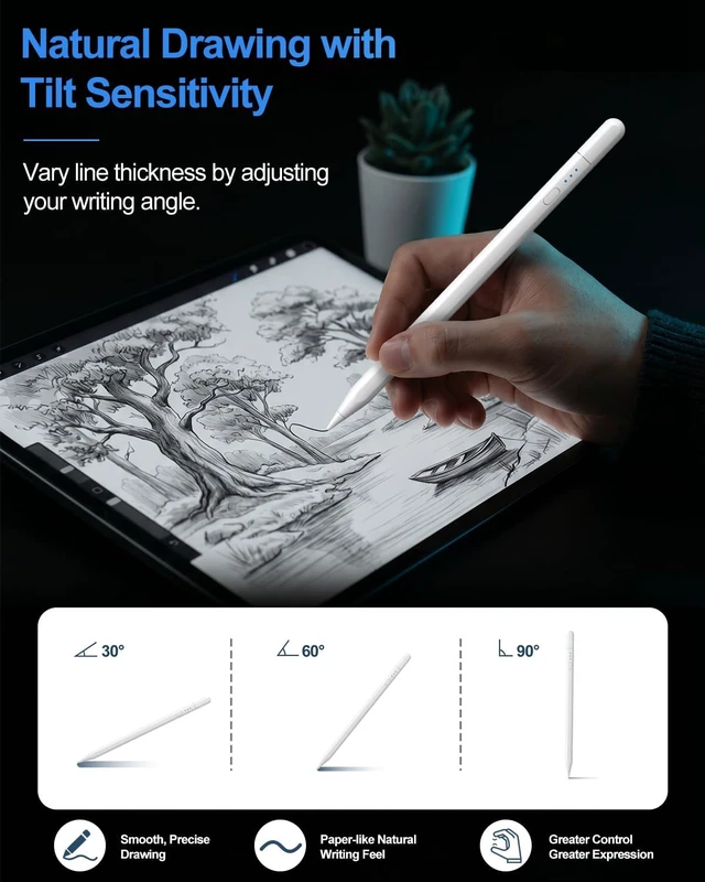 Alt view image 7 of 7 - Digiroot Pencil for iPad (USB-C) 2018+ iPad Pencil Palm Rejection