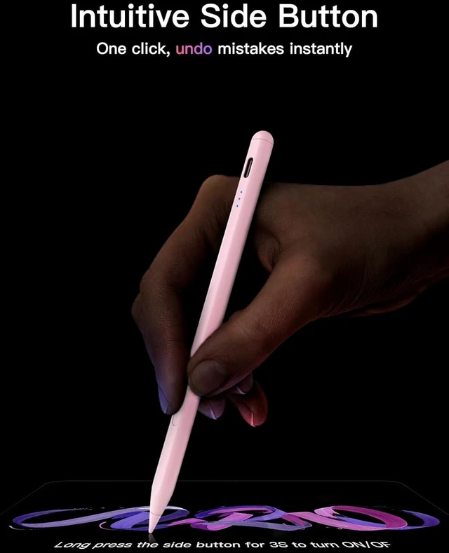 Alt view image 4 of 7 - Stylus Pen for ipad 2018-2026 USB-C Fast Charging Pencil Pixel-Perfect Tilt Sensitivity for iPad 11/10/9/8/7/6/A16 iPad mini 7/6/5 iPad Air M4/3/2 11/13/5/4/3 iPad Pro M5/4 13/12.9/11 Pink