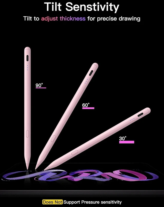Alt view image 7 of 7 - Stylus Pen for ipad 2018-2026 USB-C Fast Charging Pencil Pixel-Perfect Tilt Sensitivity for iPad 11/10/9/8/7/6/A16 iPad mini 7/6/5 iPad Air M4/3/2 11/13/5/4/3 iPad Pro M5/4 13/12.9/11 Pink