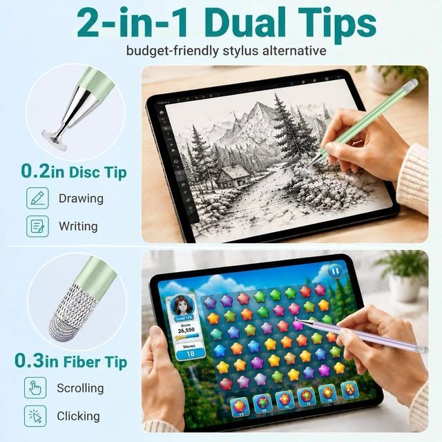 Alt view image 2 of 7 - Stylus Pen for Touchscreen ipad.2-in-1 Tip for Nintendo Switch