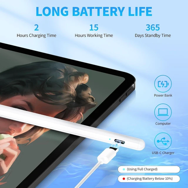 Alt view image 4 of 7 - Stylus Pen for Touchscreen for Android & iOS Phones/Tablets 1.5mm Fine Tip