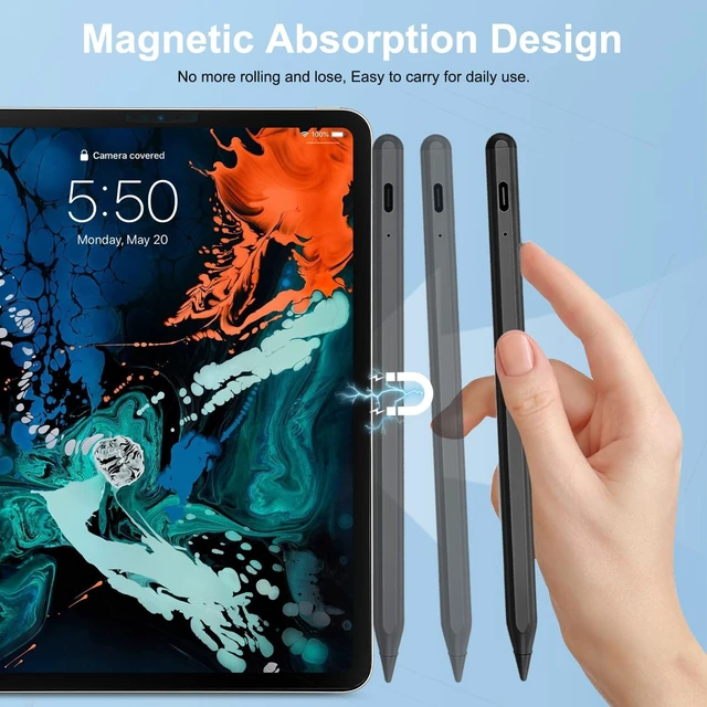 Alt view image 6 of 7 - Stylus Pen for iPad 2018-2026 Fast Charge iPad Pencil-Black