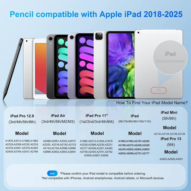 Alt view image 7 of 7 - Stylus Pen for iPad 2018-2026 Fast Charge iPad Pencil-Black