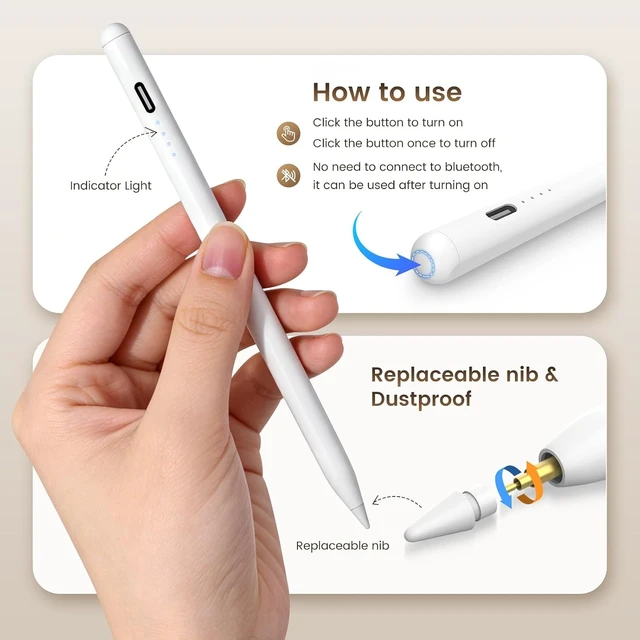 Alt view image 7 of 7 - Digiroot iPad Pencil 2026-2018 iPad Pen for A16 Stylus Pen for iPad