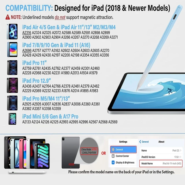 Alt view image 3 of 7 - Stylus Pen for iPad 2018-2026 3X Fast Charging iPad Pencil with Palm Rejection & Tilt Sensitivity Pencil Alternative No Bluetooth Required Compatible with iPad Pro Air Mini