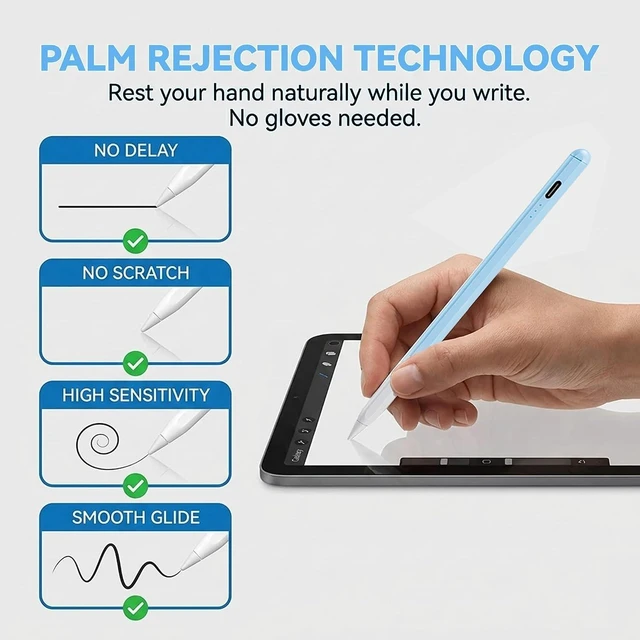 Alt view image 4 of 7 - Stylus Pen for iPad 2018-2026 3X Fast Charging iPad Pencil with Palm Rejection & Tilt Sensitivity Pencil Alternative No Bluetooth Required Compatible with iPad Pro Air Mini