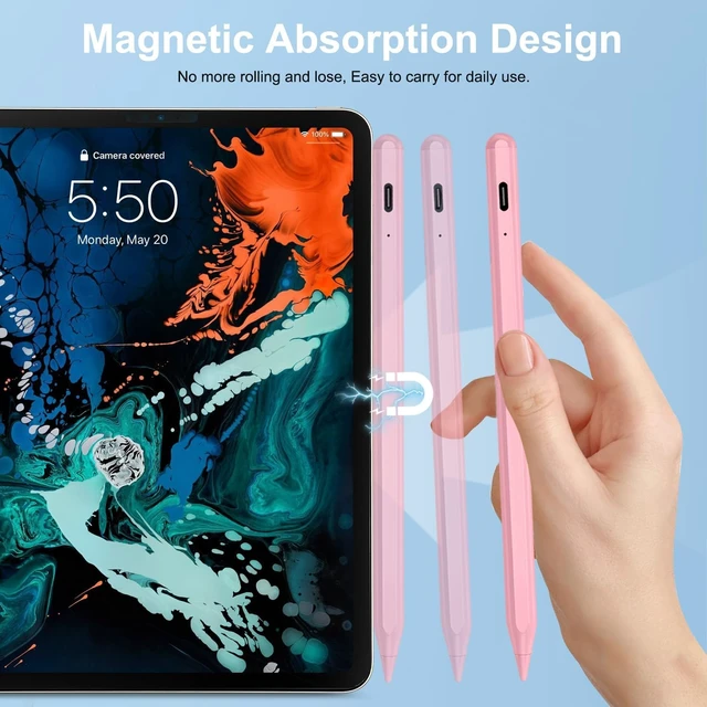 Alt view image 6 of 7 - Stylus Pen for iPad 2018-2026 Fast Charge iPad Pencil-Pink