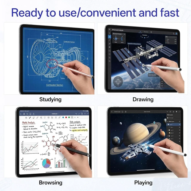 Alt view image 3 of 7 - 4Pcs Stylus Pen 2-in-1 Stylus Pen for Touch Screen