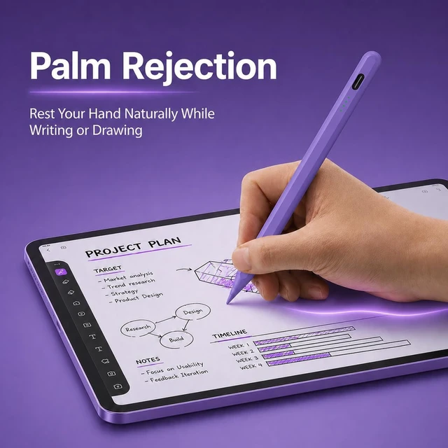 Alt view image 6 of 7 - Stylus Pen for iPad(2018-2026)-10 Min Fast Charge Auto Sleep Palm Rejection