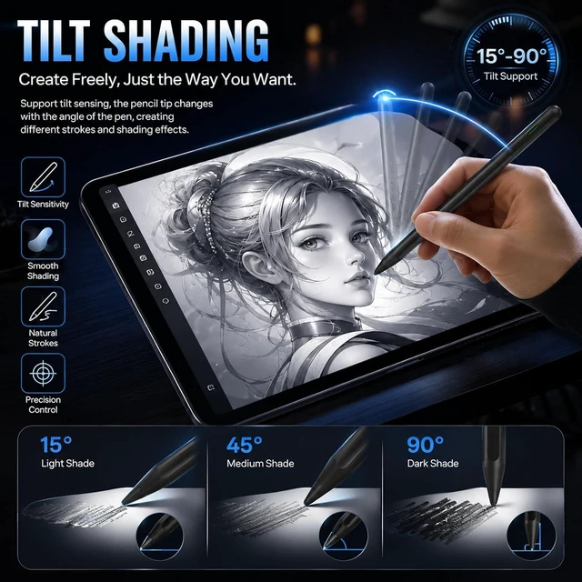 Alt view image 5 of 7 - Stylus Pen for iPad Pro 2018-2026 20H Battery Pencil with Tilt