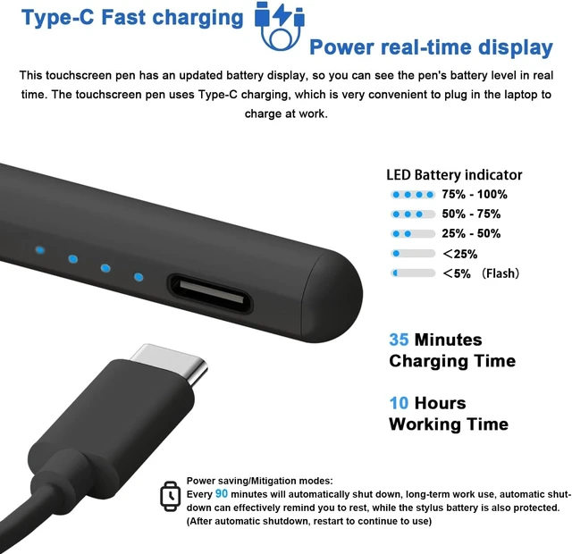 Alt view image 2 of 7 - Stylus Pens for Touch Screens Power-Display Tablet Pen POM Tip Magnetic Digital Touch Pen Compatible with iPhone/iPad/Switch//and Other iOS/Android Smartphone and Tablet Devices (Black)