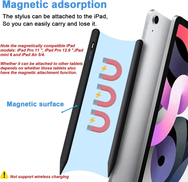 Alt view image 3 of 7 - Stylus Pens for Touch Screens Power-Display Tablet Pen POM Tip Magnetic Digital Touch Pen Compatible with iPhone/iPad/Switch//and Other iOS/Android Smartphone and Tablet Devices (Black)