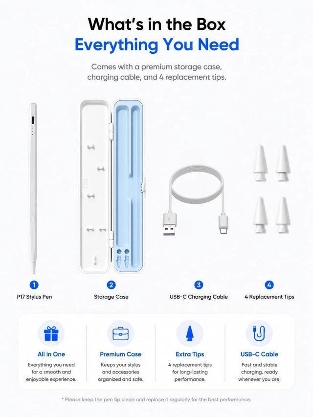 Alt view image 2 of 7 - Stylus Pen for iPad with Battery Display & Dual Shortcut Buttons Palm Rejection Tilt Sensitivity Magnetic Attachment USB-C Fast Charging Compatible with iPad Pro/Air/Mini 2018-2026 - White