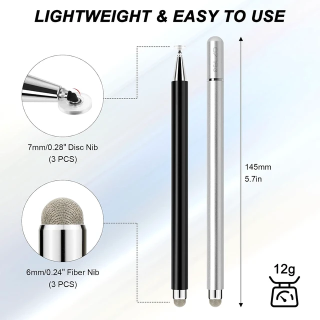 Alt view image 3 of 7 - Stylus Pens for Touch Screen 2 in 1 Universal Stylus High Sensitivity Surface Pen with Extra 6 Tips for All Tablet Touch Screens iPhone iPad Pro Android Tablets Chromebook