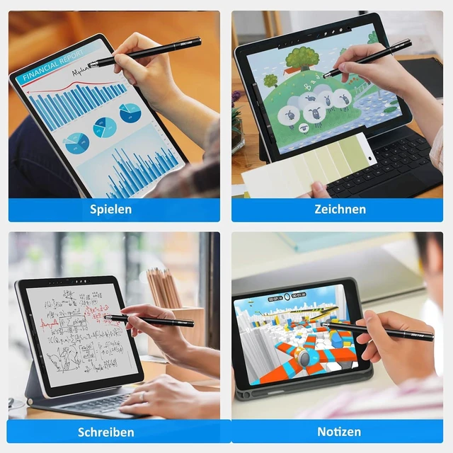 Alt view image 3 of 7 - Stylus Pen for Touchscreen 2-in-1 Disc and Fiber Tip Sensitivity and Precision Stylus Pen for iPad iPhone Tablet Android Phone Chromebook Switch All Touch Screens Devices Black