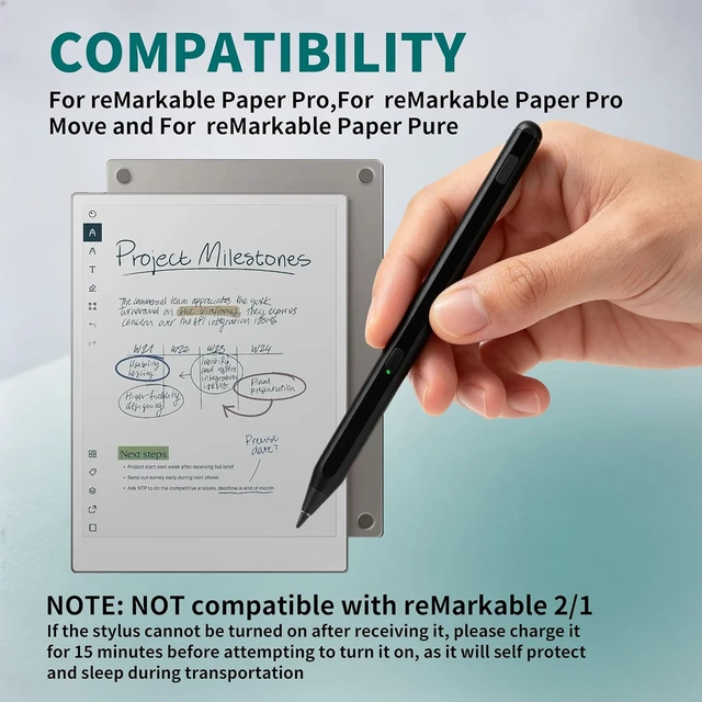 Alt view image 7 of 7 - Stylus for Remarkable Paper Pro Pro Move Pure Pen with Rear EraserBlack