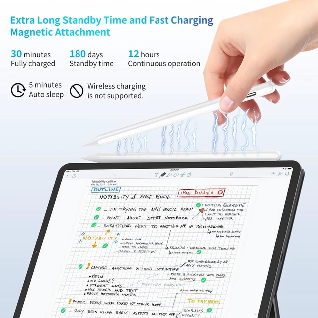 Alt view image 3 of 7 - Stylus Pen for iPad Tilt Sensitivity & Palm Rejection