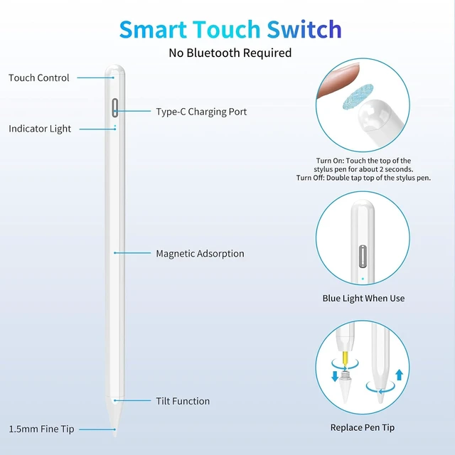 Alt view image 4 of 7 - Stylus Pen for iPad Tilt Sensitivity & Palm Rejection