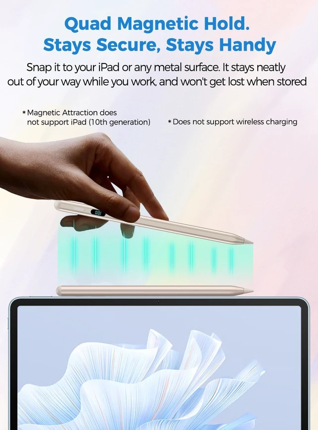 Alt view image 6 of 6 - Stylus Pencil for iPad 2026 Magnetic&Palm Rejection&Fast Charge-Starlight
