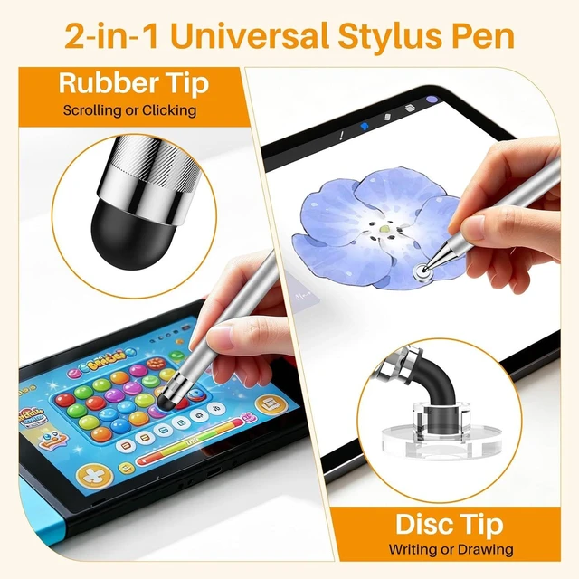 Alt view image 2 of 7 - 2-in-1 iPad Stylus 9mm Comfort Grip Stylists Pen for Touch Screens