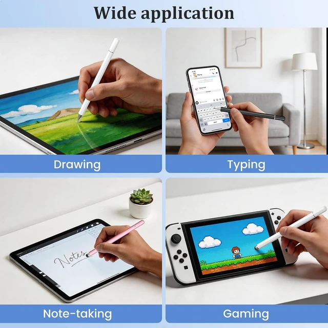 Alt view image 7 of 7 - Stylus Pen for Touchscreen 2-in-1 Stylist Pens 3Pcs Stylus