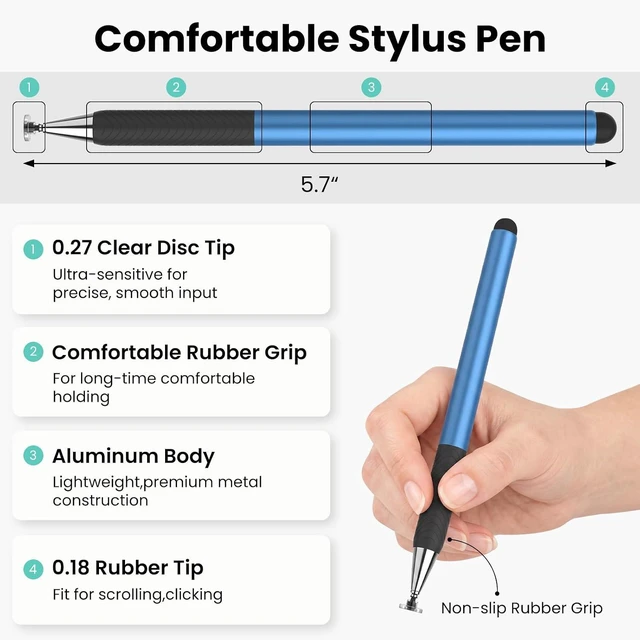 Alt view image 2 of 7 - Stylus Pen for ipad Touchscreen 2 in 1 Universal Stylus Pens 3 Pack