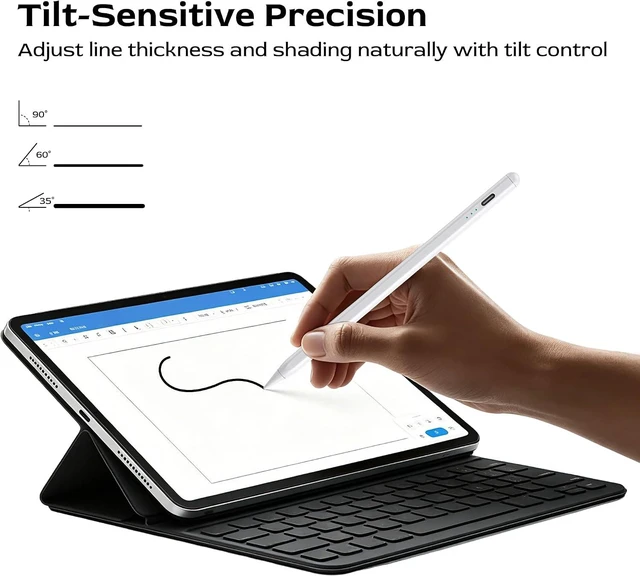 Alt view image 6 of 7 - Magnetic Stylus Pen for iPad 2018-2026 3X Fast Charge iPad Pencil with Tilt Sensitivity & Palm Rejection Pencil Alternative Pixel Precision for iPad A16/11/10 Air Pro Mini USB-C