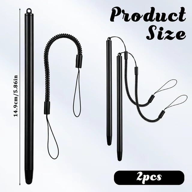 Alt view image 2 of 7 - 2 PCS Stylus Pen with Spring Tether Universal Capacitive Touch Screen Pen for Tablets and Phones Anti-Scratch Silicone Tip Stylus for Tablets Drawing Sketching and Note-Taking (Black)
