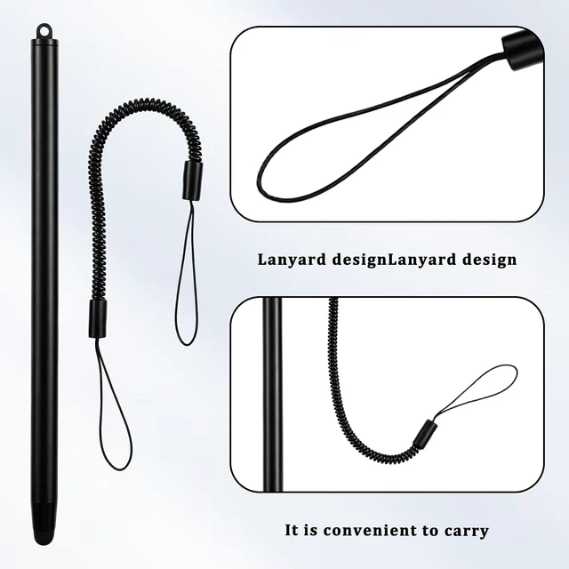 Alt view image 3 of 7 - 2 PCS Stylus Pen with Spring Tether Universal Capacitive Touch Screen Pen for Tablets and Phones Anti-Scratch Silicone Tip Stylus for Tablets Drawing Sketching and Note-Taking (Black)