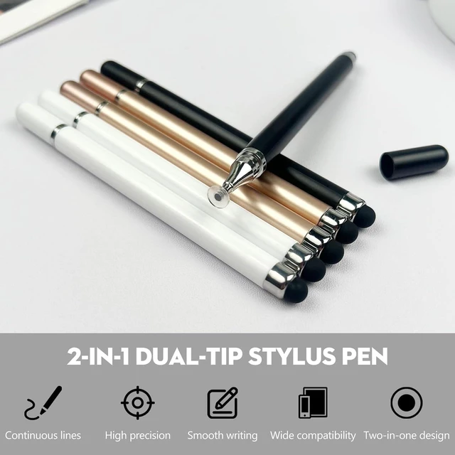 Alt view image 2 of 7 - 6-Pack 2-in-1 Stylus Pens for Touchscreen Devices High-Precision No-Charge Stylus for iPad iPhone & Android Tablets (3 Colors)