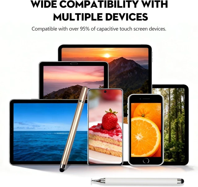Alt view image 4 of 7 - 6-Pack 2-in-1 Stylus Pens for Touchscreen Devices High-Precision No-Charge Stylus for iPad iPhone & Android Tablets (3 Colors)