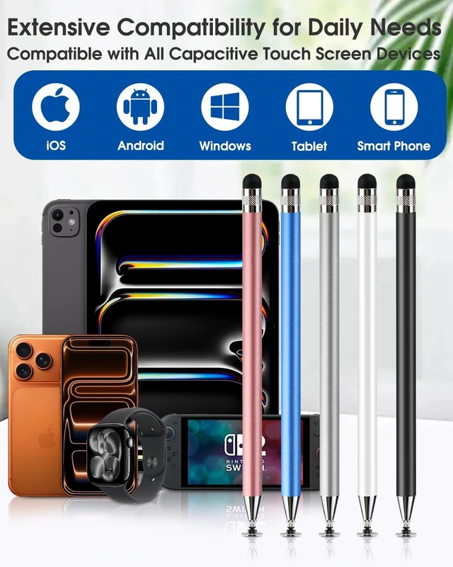 Alt view image 7 of 7 - Stylus(5 Pack) Stylus Pen for Touchscreen iPad 2-in-1 Universal Stylus