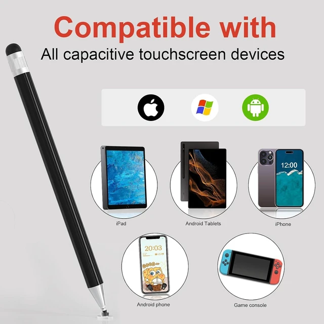 Alt view image 2 of 7 - Stylus for Touch Screens Magnetic Disc Universal High Sensitivity & Precision Capacitive Stylus Pens for iPhone/iPad Pro/Mini/Android/Tablets/Surface//Galaxy/PC(2 Pack Black & White)