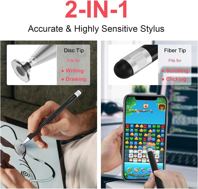 Alt view image 5 of 7 - Stylus for Touch Screens Magnetic Disc Universal High Sensitivity & Precision Capacitive Stylus Pens for iPhone/iPad Pro/Mini/Android/Tablets/Surface//Galaxy/PC(2 Pack Black & White)