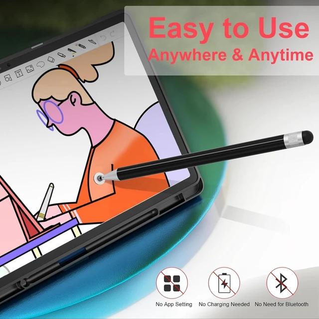 Alt view image 6 of 7 - Stylus for Touch Screens Magnetic Disc Universal High Sensitivity & Precision Capacitive Stylus Pens for iPhone/iPad Pro/Mini/Android/Tablets/Surface//Galaxy/PC(2 Pack Black & White)