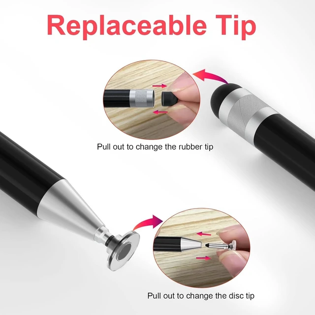 Alt view image 7 of 7 - Stylus for Touch Screens Magnetic Disc Universal High Sensitivity & Precision Capacitive Stylus Pens for iPhone/iPad Pro/Mini/Android/Tablets/Surface//Galaxy/PC(2 Pack Black & White)