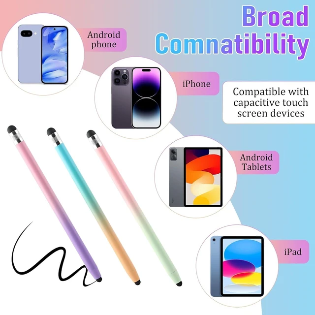 Alt view image 5 of 7 - Stylus Pens(5 Pcs) 2 in1 Stylus Pen for Touch Screen High Precision and Sensitivity Stylus Pen for iPad/iPhone/Android Smartphones and Tablets Compatible with All Touch Screens