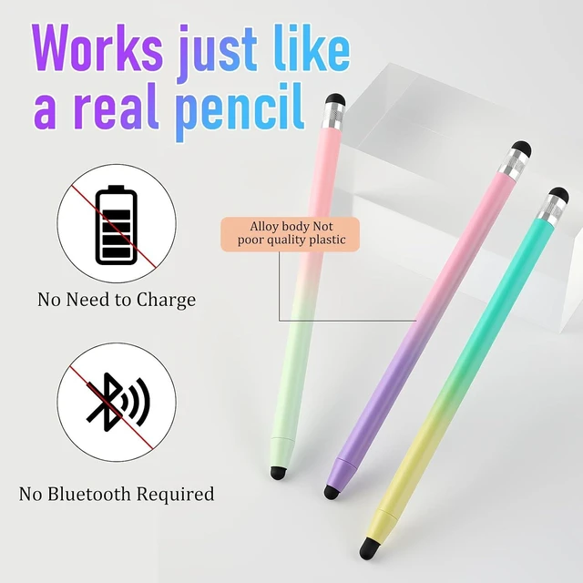 Alt view image 2 of 7 - Stylus Pens(5 Pcs) 2 in1 Stylus Pen for Touch Screen High Precision and Sensitivity Stylus Pen for iPad/iPhone/Android Smartphones and Tablets Compatible with All Touch Screens