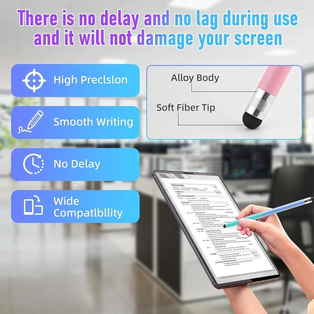 Alt view image 3 of 7 - Stylus Pens(5 Pcs) 2 in1 Stylus Pen for Touch Screen High Precision and Sensitivity Stylus Pen for iPad/iPhone/Android Smartphones and Tablets Compatible with All Touch Screens