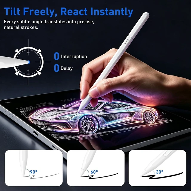Alt view image 6 of 7 - Stylus Pen for iPad 2018-2026 Fast Charge USB C Pencil for iPad A16/Pro/Air
