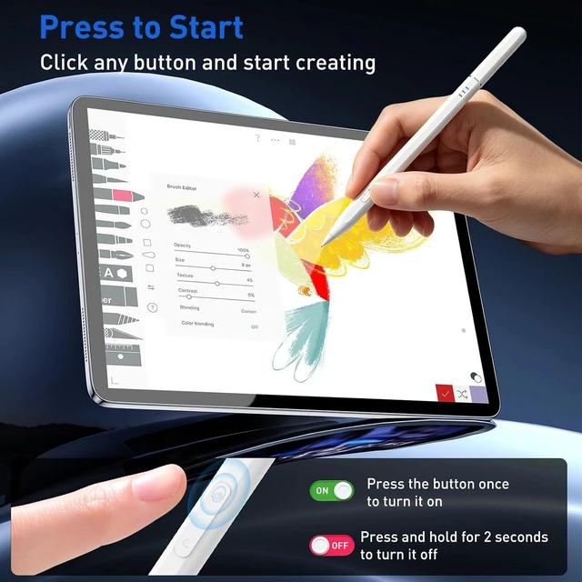 Alt view image 7 of 7 - Stylus Pen for iPad 2018-2026 Fast Charge USB C Pencil for iPad A16/Pro/Air
