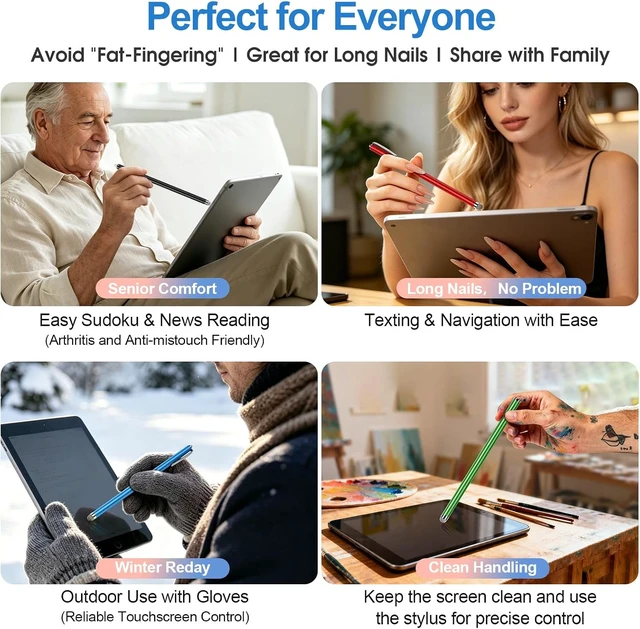 Alt view image 4 of 7 - Long Stylus 5-Pack Capacitive Pen for Touchscreen Universal Stylus Pens