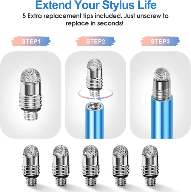Alt view image 6 of 7 - Long Stylus 5-Pack Capacitive Pen for Touchscreen Universal Stylus Pens