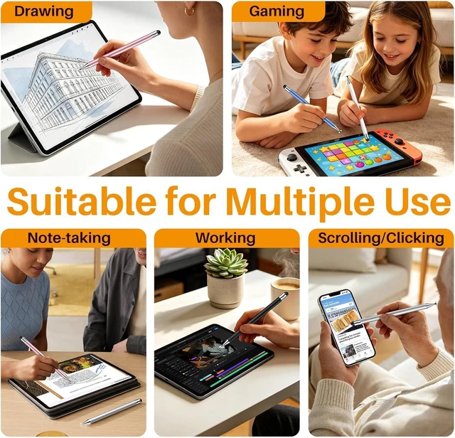 Alt view image 6 of 7 - 2-in-1 iPad Stylus 9mm Comfort Grip Stylists Pen for Touch Screens